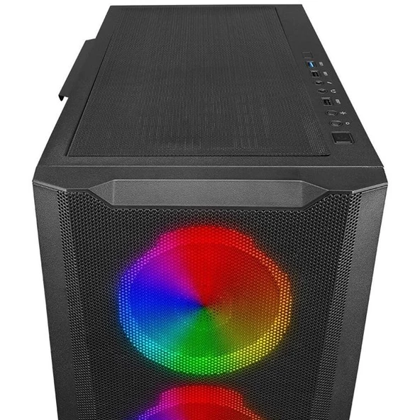 POWERBOOST VK-W001B 4-ARGB FANLI GAMING MID-TOWER PC KASASI  360MM SIVI SOĞUTMA DESTEĞİ - Resim 5