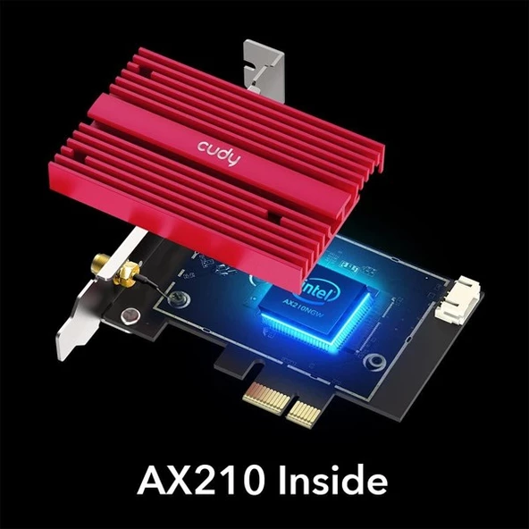 CUDY WE3000S AX5400 Wi-Fi 6E Bluetooth 5.3 PCI-E Kablosuz Ağ Adaptörü - 3