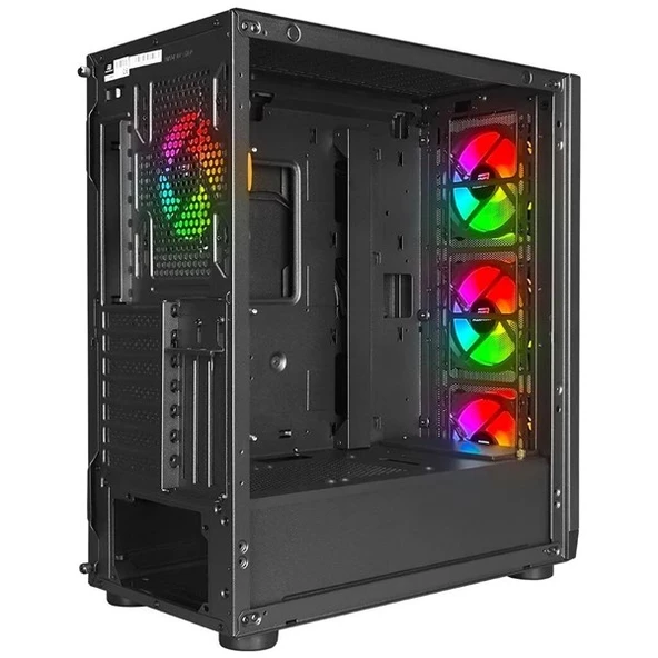 POWERBOOST VK-W001B 4-ARGB FANLI GAMING MID-TOWER PC KASASI  360MM SIVI SOĞUTMA DESTEĞİ - Resim 3