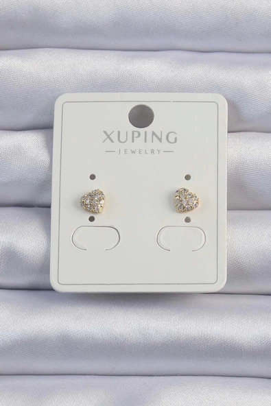 Xuping Gold Renk Zirkon Taşlı Kalp Küpe ürün görseli 1