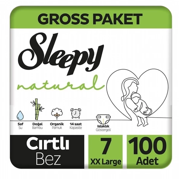 Sleepy Natural Gross Paket Bebek Bezi 7 Numara Xxlarge 100 Adet