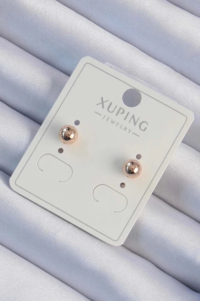 Xuping Rose Renk Minimal Bombeli Topçuk Model Küpe ürün görseli 1