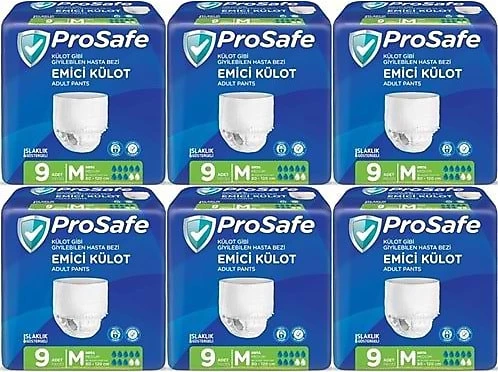 Prosafe Emici Külot Orta Boy M 9'lu 6 Adet Hasta Bezi