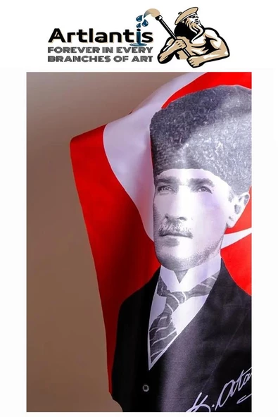 Atatürk Baskılı Türk Bayrağı 70x105 cm 1 Adet Bayraklı Atatürk Posteri Dijital Baskı Raşel Kumaş İç ve Dış Ortama Uygundur - 3