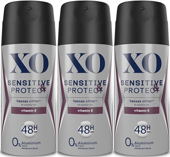 XO Deodorant 150ML Men-Erkek Sensitive & Protect (3 Lü Set)