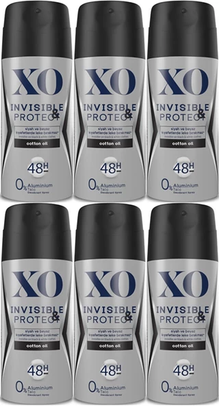 XO Deodorant 150ML Men-Erkek Invisible & Protect (6 Lı Set)