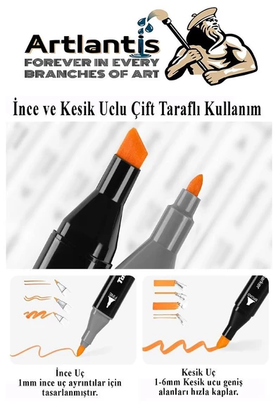 60 Adet Çift Taraflı Marker Kalem Çantalı 1 Paket 60 Renk Touch Markör Renklerin Aşkı Mandala Büyüklere Boyama Kitabı - 3