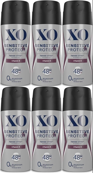 XO Deodorant 150ML Men-Erkek Sensitive & Protect (6 Lı Set)