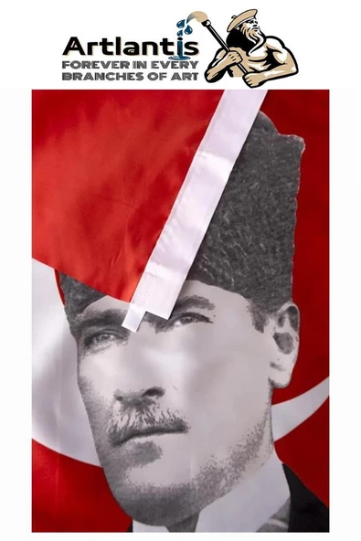Atatürk Baskılı Türk Bayrağı 70x105 cm 1 Adet Bayraklı Atatürk Posteri Dijital Baskı Raşel Kumaş İç ve Dış Ortama Uygundur - 5