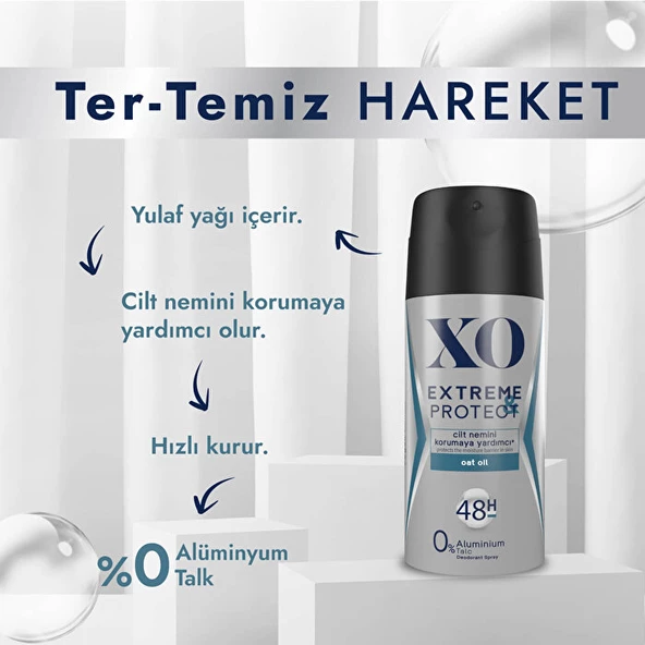 XO Deodorant 150ML Men-Erkek Extreme & Protect (5 Li Set) - 4