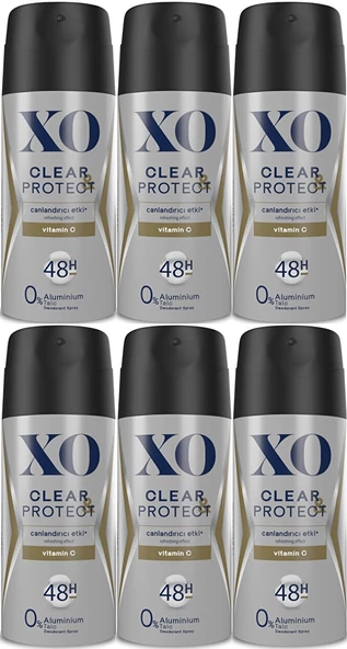 XO Deodorant 150ML Men-Erkek Clear & Protect (6 Lı Set)