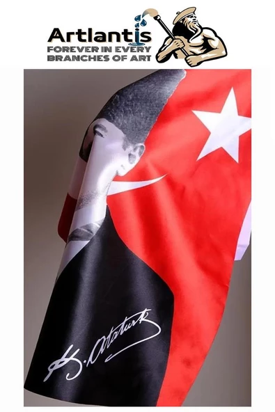Atatürk Baskılı Türk Bayrağı 70x105 cm 1 Adet Bayraklı Atatürk Posteri Dijital Baskı Raşel Kumaş İç ve Dış Ortama Uygundur - 4