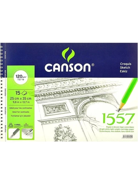 Canson 1557 Resim Ve Çizim Blok 120Gr 25X35 15Yp Spiralli Resim Defteri