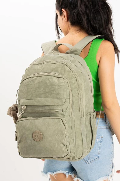 Unisex Sırt Çantası Hafif Yağmur Geçirmez Klinkır Kumaş Laptop Bölmeli Seyahat Çantası 43*30 Cm - 12
