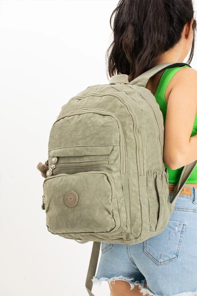 Unisex Sırt Çantası Hafif Yağmur Geçirmez Klinkır Kumaş Laptop Bölmeli Seyahat Çantası 43*30 Cm - 11