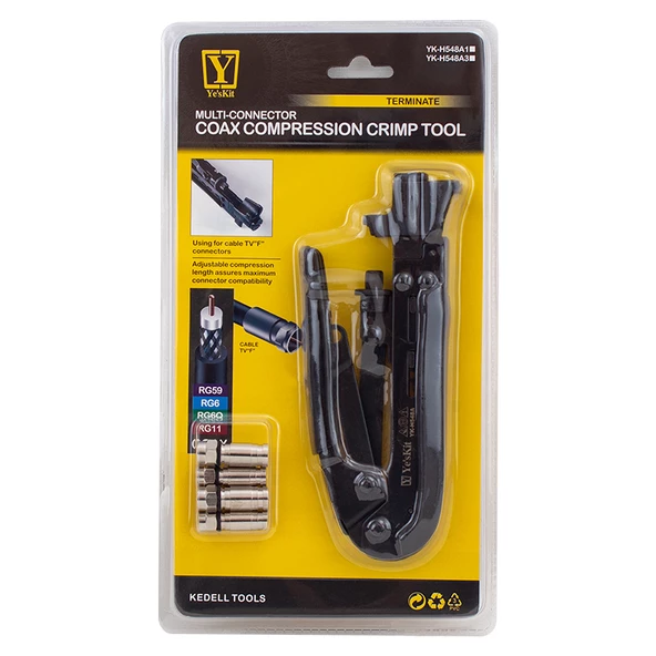 Powermaster YK-H548A1 RG11 30.5-36Mm/R59-RG6 15.5-21.3Mm Sıkma Pensesi - 4