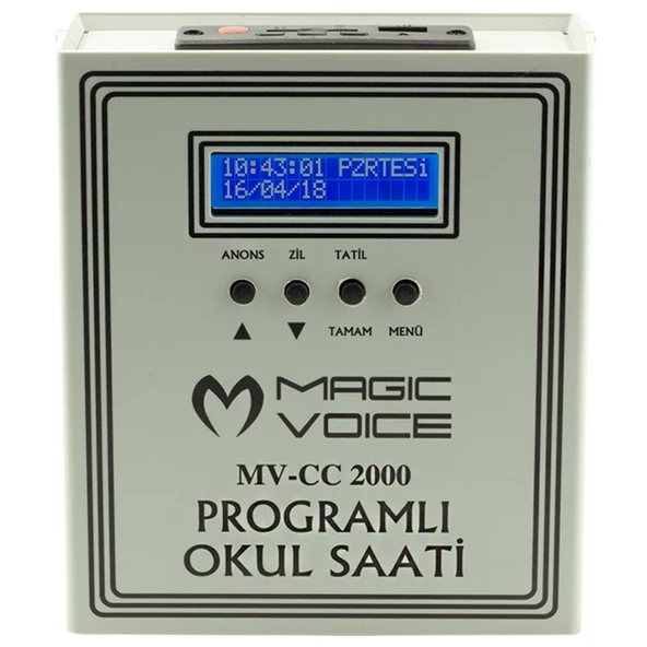 Magicvoice MV-CC2000 USB Duvar Tipi Programlı 20 Adet MP3 Formatı Zil / İstiklal Marşlı Akıllı Dijital Okul Saati (Çan Takılabilir) - 4