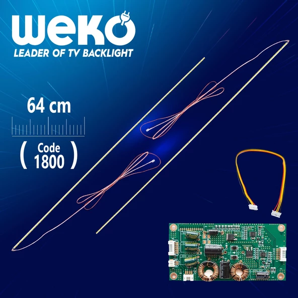 58'' Universal Monitör E-Led (7020) 640Mm 12V Çift Led+Sürücü+Kablo Takım