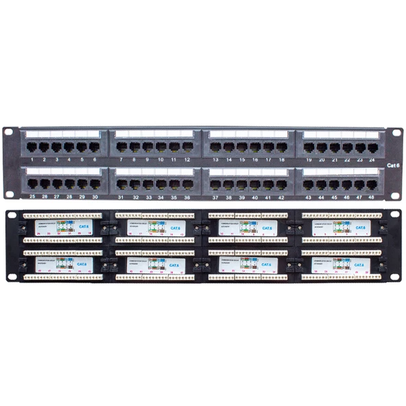 POWERMASTER PM-18501 48 PORT UTP CAT6 PATCH PANEL - 1