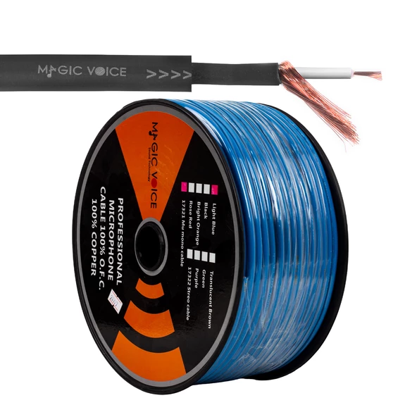 Magicvoice B96 Profesyonel Tek Damarlı Blendajlı Enstrüman Mikrofon Kablosu Mono 100 Metre (Açık Mavi) - Resim 4