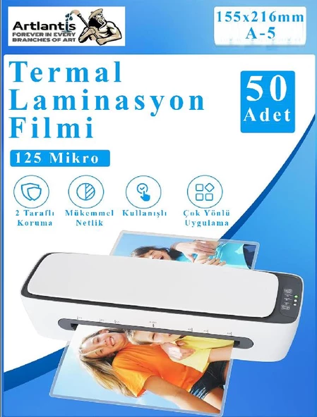 Laminasyon Filmi Parlak A5 50 li 1 Paket 125 Mikron Laminasyon Kaplama Pvc Kaplama Poşeti 50 Adet