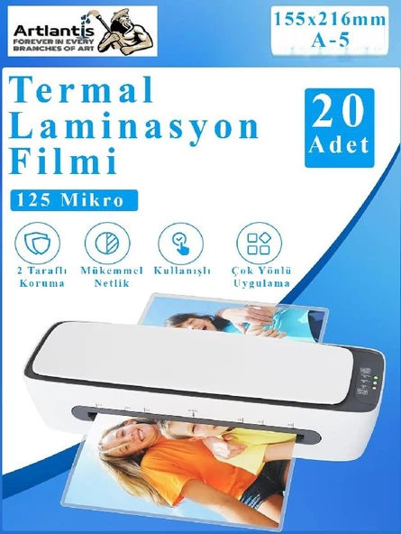 Laminasyon Filmi Parlak A5 20 li 1 Paket 125 Mikron Laminasyon Kaplama Pvc Kaplama Poşeti 20 Adet