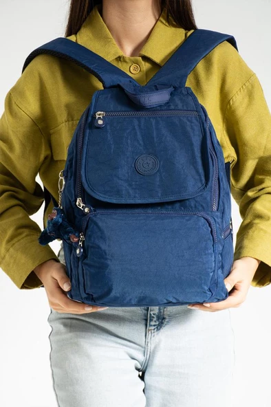 Kadın Günlük Sırt Çantası Önde ve Sırtta Rahat Kullanım Kapaklı Model 37*27 Cm - Resim 9