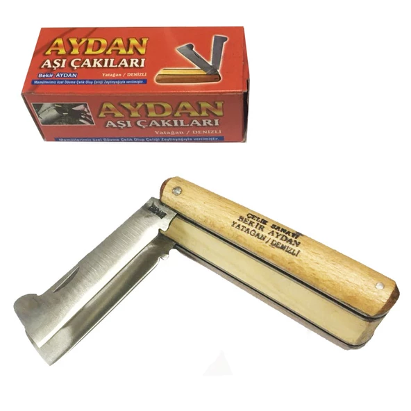 Yatağan İkili Ceviz Aşı Çakı,  Bıçağı - Ahşap Saplı - 1