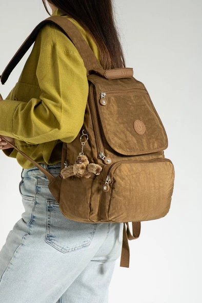 Kadın Günlük Sırt Çantası Önde ve Sırtta Rahat Kullanım Kapaklı Model 37*27 Cm - Resim 11