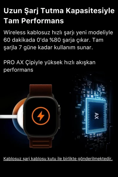 Watch 8 Ultra Series Ios Android Uyumlu Spor Sağlık Sensörlü 45mm Ultra Akıllı Saat - 4