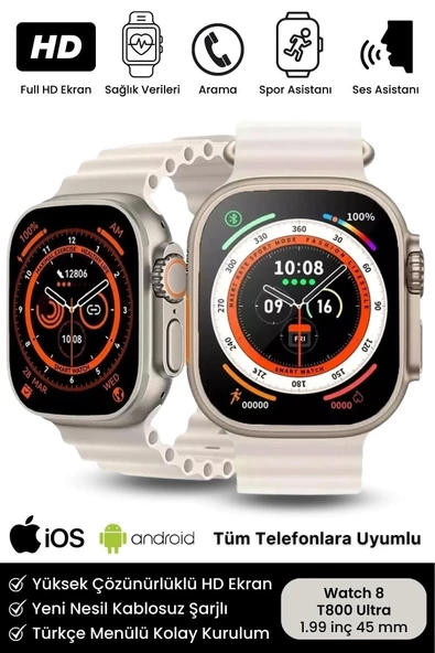 Watch 8 Ultra Series Ios Android Uyumlu Spor Sağlık Sensörlü 45mm Ultra Akıllı Saat