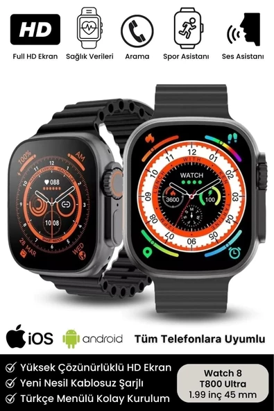 Watch 8 Ultra Series Ios Android Uyumlu Spor Sağlık Sensörlü 45mm Ultra Akıllı Saat