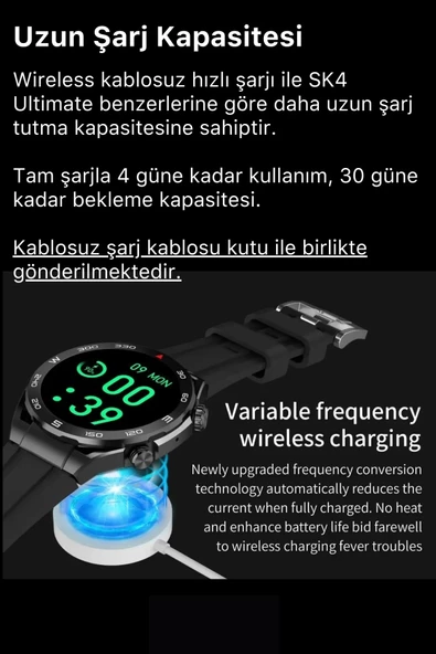 Yeni Nesil SK4 Ultimate Amoled HD Oval Ekran Spor Sağlık Sensörlü IOS Android Uyumlu Akıllı Saat - 4