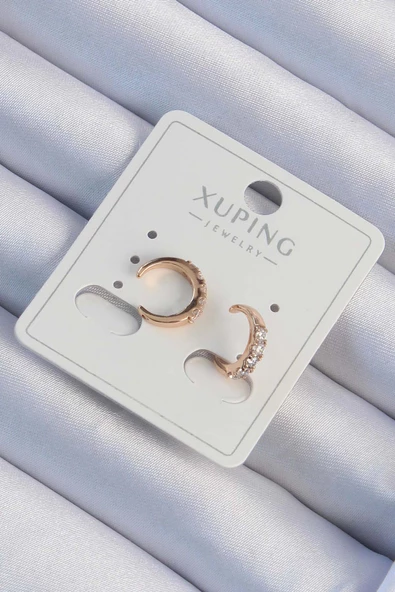 Xuping Rose Renk Zirkon Taşlı Ay Model Earcuff Küpe - TJ-BKP9464