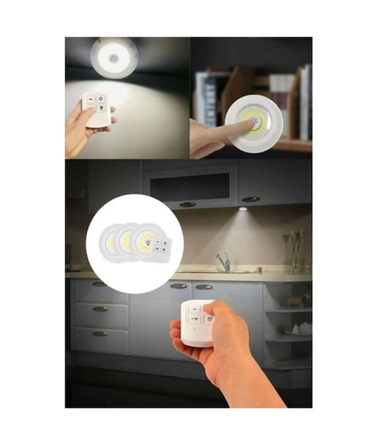 Kablosuz Uzaktan Kumandalı 3lü Led Lamba Seti - 3