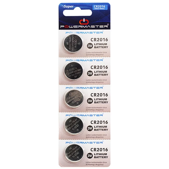 Powermaster CR2016 3 Volt Lityum Para Pil 5'Li Paket