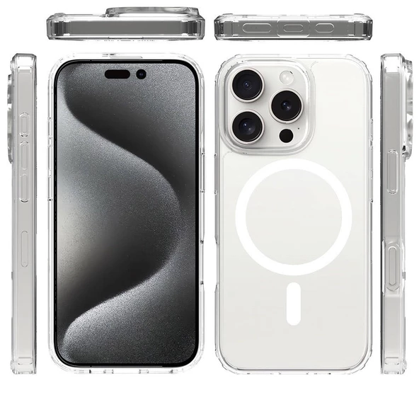 Gpack Apple iPhone 16 Pro Kılıf Magsafeli Sert PC Embos Kapak - Resim 3