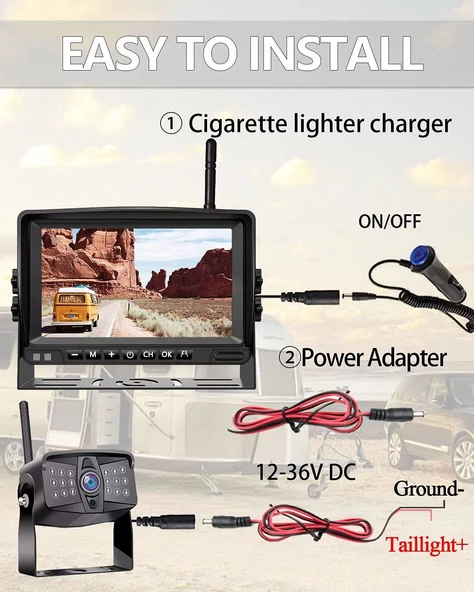 Powermaster DVR T70-F19 Kablosuz Araç Kamera Ve Monitör Seti