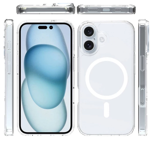 Gpack Apple iPhone 16 Plus Kılıf Magsafeli Sert PC Embos Kapak - Resim 3