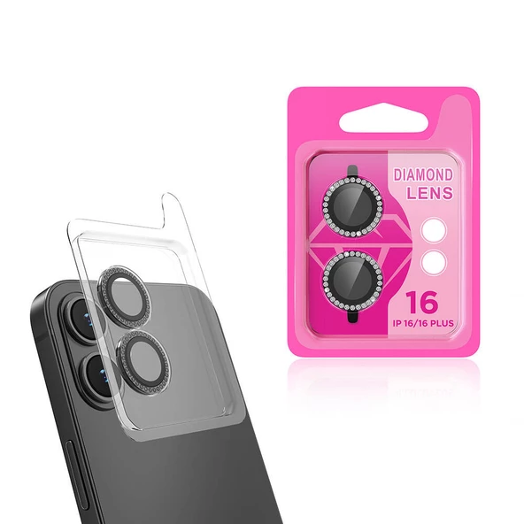 Gpack Apple iPhone 16 Kamera Lens Koruyucu Taşlı Metal Tekli CL06