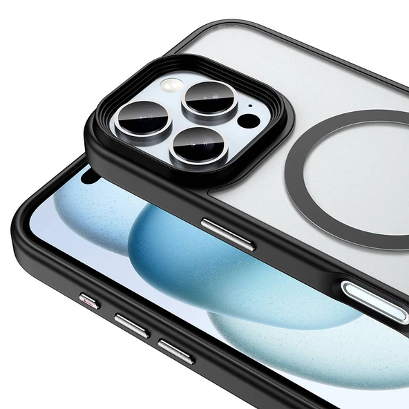 Gpack Apple iPhone 16 Pro Kılıf Flet Wireless Şarj Özellikli Mat Arka Füme Yüzey - Resim 3