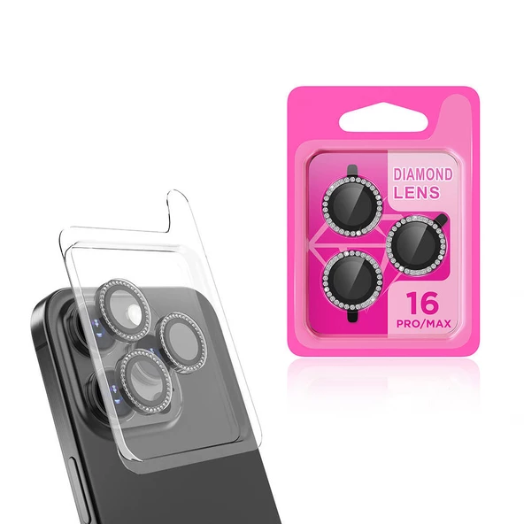 Gpack Apple iPhone 16 Pro Kamera Lens Koruyucu Taşlı Metal Tekli CL06