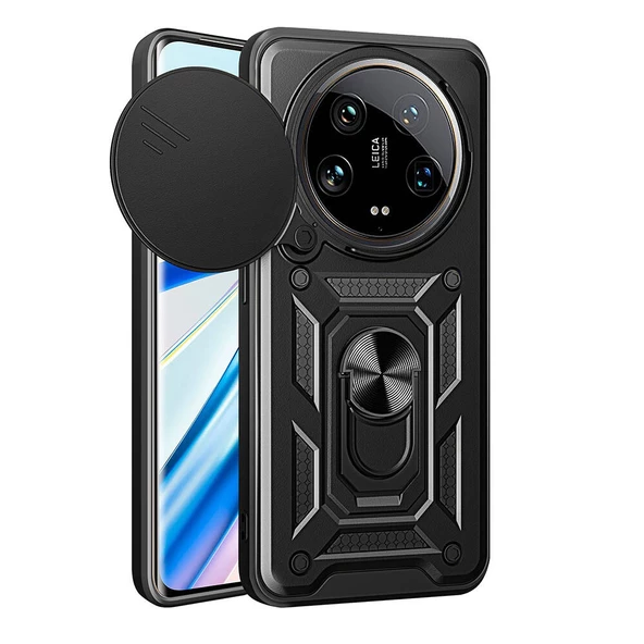 Gpack Xiaomi Mi 14 Ultra Kılıf Pars Sürgülü Vega Yüzüklü Sert Silikon