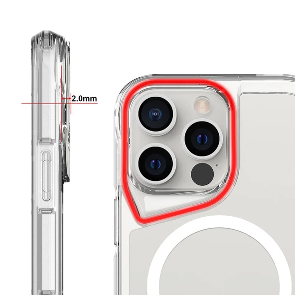 Gpack Apple iPhone 16 Pro Max Kılıf Lüx Pürüzsüz Sert Silikon Magsafeli T-Max Şeffaf - Resim 3