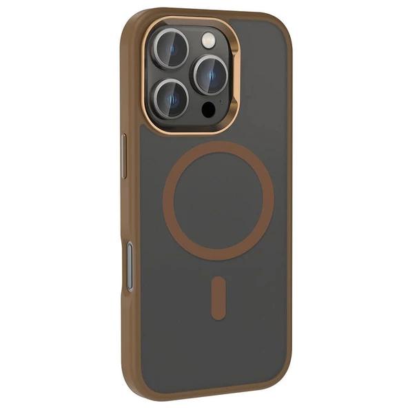 Gpack Apple iPhone 16 Pro Kılıf Parlak Kamera Çerçeveli Magsafeli Kost Kapak - Resim 4