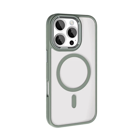 Gpack Apple iPhone 16 Pro Max Kılıf Wireless Şarj Özellikli Buttom Magsafe Silikon Kapak - Resim 10