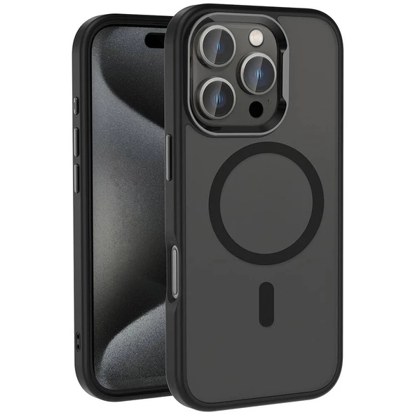 Gpack Apple iPhone 16 Pro Kılıf Parlak Kamera Çerçeveli Magsafeli Kost Kapak - Resim 2