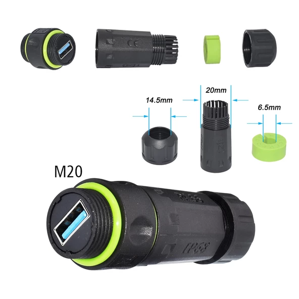 Powermaster PM-24598 Dişi - Dişi IP68 Su Geçirmez 3.0 USB-A Konnektör - Resim 2