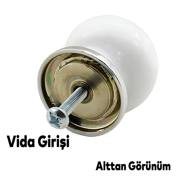 Polimer Kulp Düğme Çiçek Desenli Krom Tabla Mobilya Mutfak Dolabı Çekmece Dolap Kulpu Kulbu 5 ADET - Resim 4