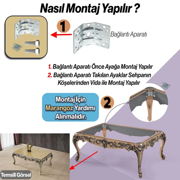 Begonvil Plastik Orta Sehpa Alt Ayak Takımı Etekli Eskitme Mobilya Zigon Ayağı Masa Ayakları Eskitme - 4